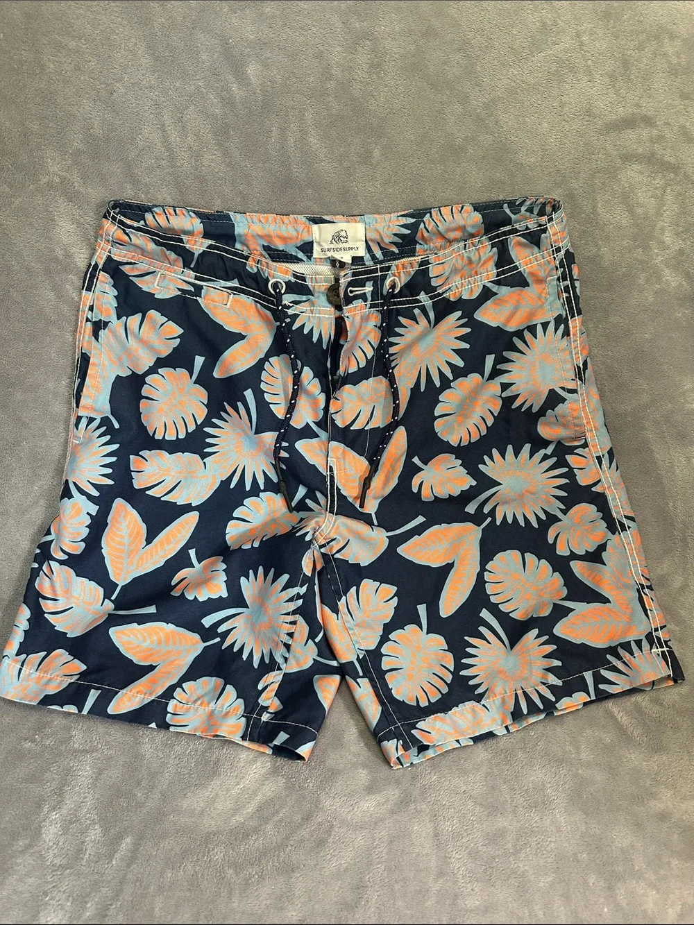 Navy Tropical Floral Swim Shorts - Men SW001